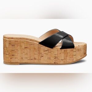 Stuart Weitzman Dayna 65MM Patent Leather Cork Wedge Sandals